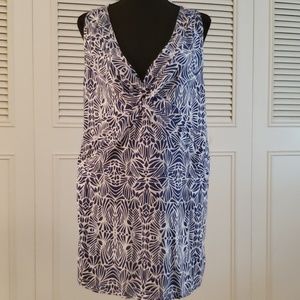 Blue and White sleeveless top